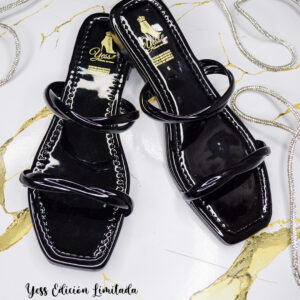 Sandalia negra de charol para mujer |modelo kim S13| negro|comoda y elegante