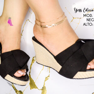 sandalia plataforma de tacon para mujer negro |modelo ibiza 680|plataformaconyute alto 6 cm