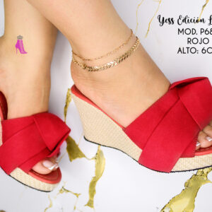 sandalia plataforma de tacón para mujer Rojo |modelo ibiza 680|plataformaconyute alto 6 cm