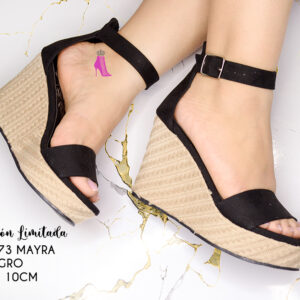sandalia plataforma de yute para mujer negro |mayra p 973