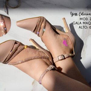 Zapatillas Tacón Elegante color maquillaje con brillos |calzado yess |mod z33