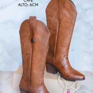 Bota vaquera de dama  color cafe bcow1100| elegante,comoda y de alta durabilidad