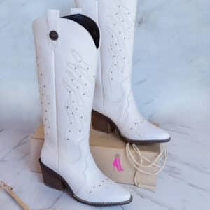 Bota vaquera de dama  color blanco bcow1100| elegante,comoda y de alta durabilidad