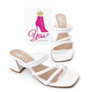 Zapatillas de tacon bajo 4 cm de tiras para mujer color Blanco |mod 564 luz (copia)