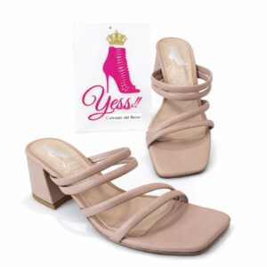 Zapatillas de tacon bajo 4 cm de tiras para mujer color maquillaje |mod 564 luz