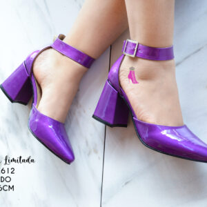 zapatilla de tacon medio morada elegante con hebilla de metal / |mod.Z750 ARIEL  |calzado Yess